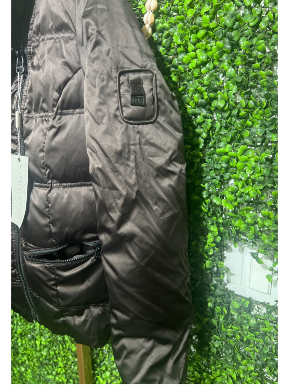Mens Andrew Marc New York Asymmetrical Full Zip Puffer Down Jacket Size M Brown - Picture 5 of 12